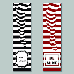 2 striped vertical banner of beautiful woman legs. Vintage vogue style, pop art. Fashion design for website, banner, gift tags, greeting cards, invitation, brochure, and other graphics. Vector