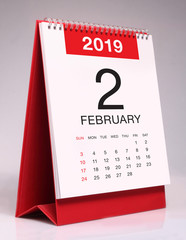 Simple desk calendar 2019 - February