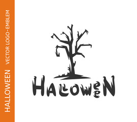 Fototapeta premium Old tree logo - emblem design on white background, halloween vector illustration