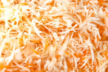 Vegetable salad. Shredded cabbage, carrots, close up