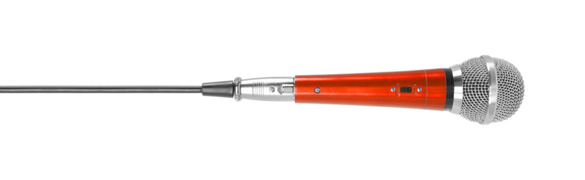 Music and sound - Vintage red vocal microphone isolated