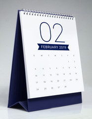 Simple desk calendar 2019 - February