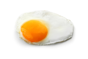 Fried chicken egg on white background