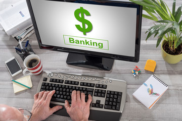 Banking concept on a computer