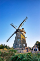 Naklejka na ściany i meble Historic Dutch windmill in Benz on Usedom island. Germany