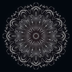 Hand-Drawn Henna Ethnic Mandala. Circle lace ornament. Vector illustration. for coloring book, greeting card, invitation, tattoo. Anti-stress therapy pattern