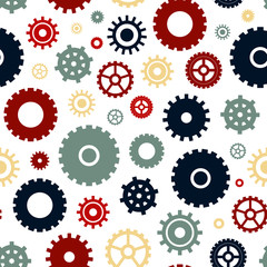 Vector seamless pattern with different gears. Gears background.