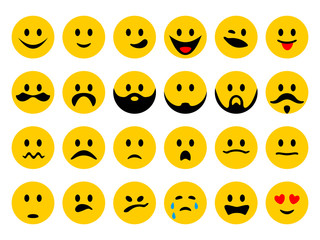 Naklejka premium Set of smiley emoticons. Emoji in cartoon style isolated on white background for message