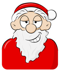 portrait of a playfully grinning Santa Claus