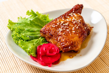 grilled chicken steak with teriyaki sauce