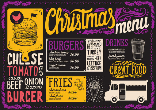 Christmas menu template for food truck.