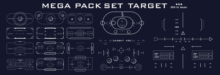 Mega pack set target. HUD futuristic user interface. Futuristic virtual graphic touch user interface.
