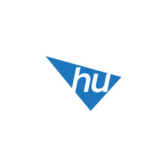 initial two letter hu negative space triangle logo