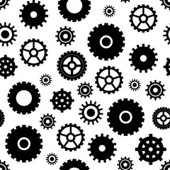 Vector seamless pattern with different gears. Gears background.