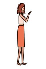 young woman with smartphone avatar character
