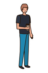 man with container plastic coffee avatar character