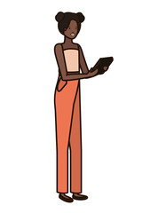 young woman with tablet avatar character