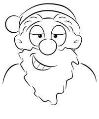 portrait of a playfully grinning Santa Claus
