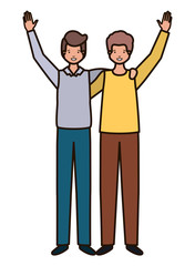 young men with hands up avatar character