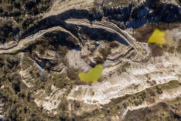 Industrial mining landscape from a drone, aerials