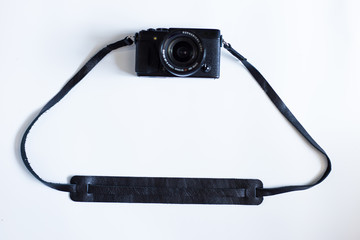 Leather mirrorless camera strap with thread handmade work