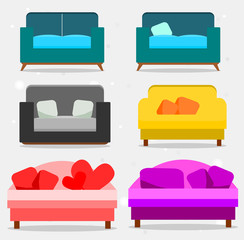 Set of sofas and pillows