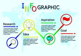 Business infographics,Vector linear infographic element,workflow with global map background.