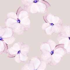 White flowers. Seamless background. Stylization: watercolor.