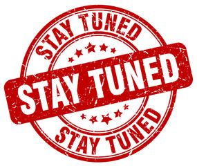 stay tuned red grunge round vintage rubber stamp