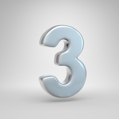 Fototapeta premium Silver car paint number 3 isolated on white background