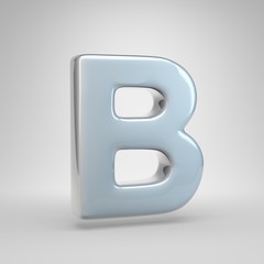 Silver car paint letter B uppercase isolated on white background