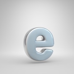 Silver car paint letter E lowercase isolated on white background