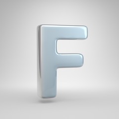 Silver car paint letter F uppercase isolated on white background