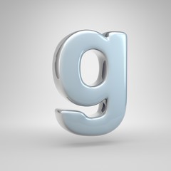 Silver car paint letter G lowercase isolated on white background