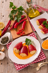 Stuffed piquillo peppers with cod. 