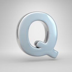 Silver car paint letter Q uppercase isolated on white background