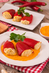 Stuffed piquillo peppers with cod. 