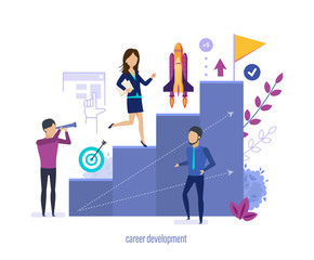 Career development. Development of skills, earning profits, career growth.