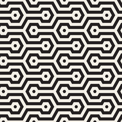 Vector seamless stripes pattern. Modern stylish texture with monochrome trellis. Repeating geometric hexagonal grid. Simple lattice design.