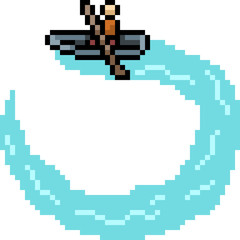 Obraz premium vector pixel art boat turn