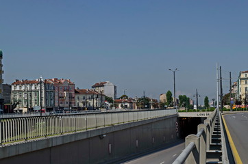 Fototapeta na wymiar Cityscape of bulgarian capital city Sofia near by Lions bridge, Sofia, Bulgaria, Europe 