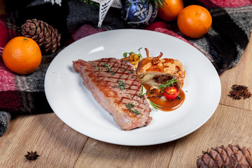  Steak with mushrooms, New Year's menu