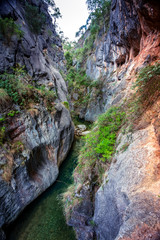Canyon filled with crystal clear water