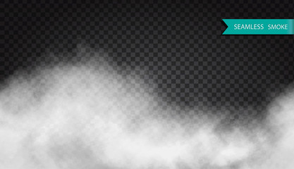 Fog or smoke seamless transparent special effect. White vector cloudiness mist or smog pattern vector © lightgirl