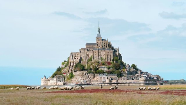Mont-Saint-Michel in west of France, the border between Brittany and Normandy. The France most visited places. October 2018.