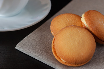 Banana tea biscuit biscuits on the table