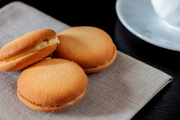 Banana tea biscuit biscuits on the table