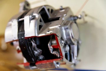 Detail of internal combustion engine in driving school