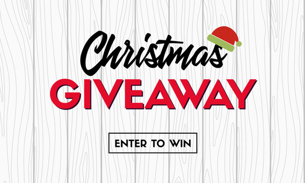 Christmas giveaway. Vector promo template for social media