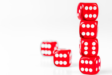 concept luck - dice in row on white background